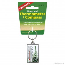 Zipper Pull Thermometer w/Compass